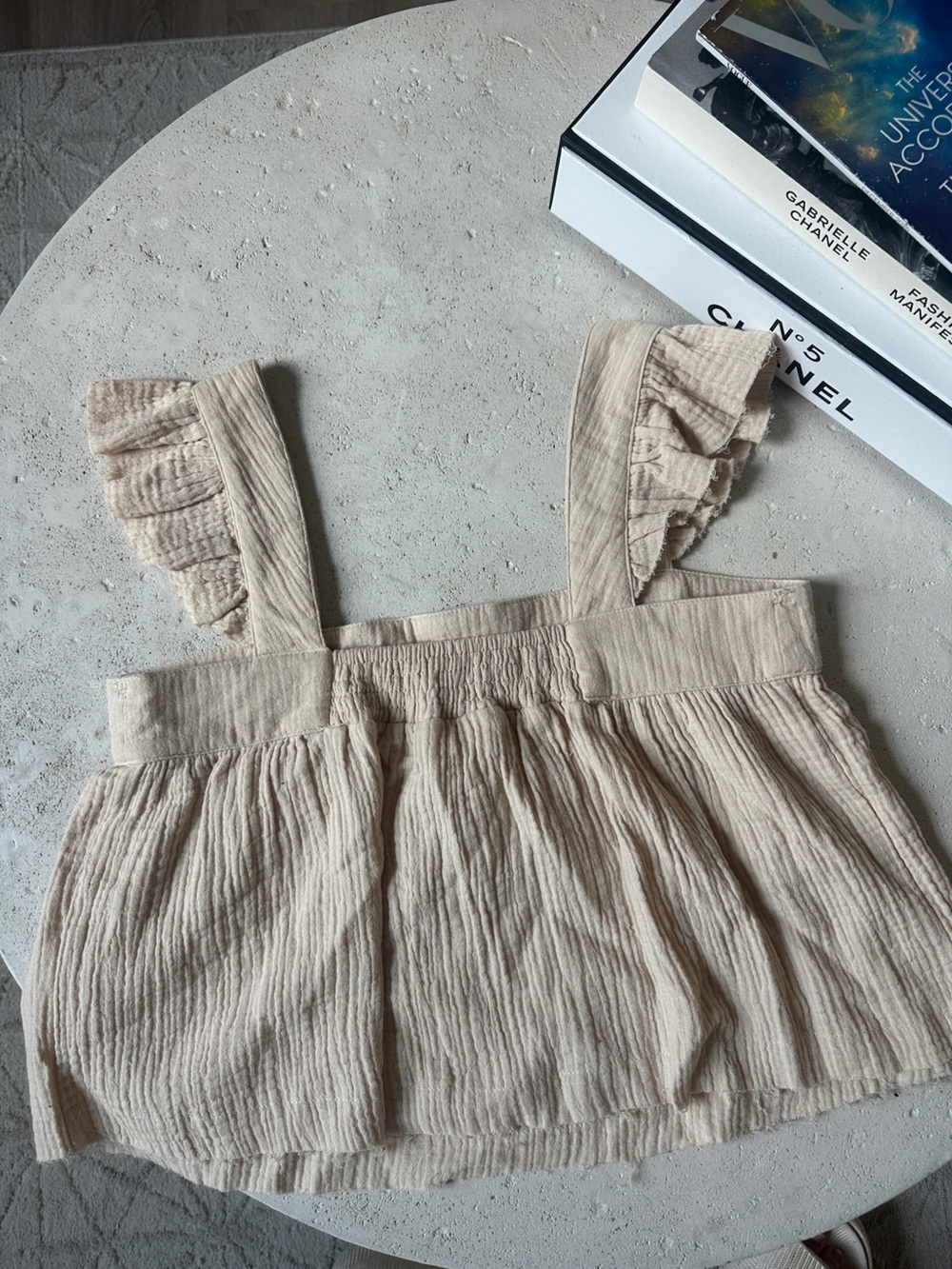 New In Gauzy 100% Cotton Babydoll Cropped Top Tan Lightweight Beachy Boho S - Picture 3 of 6